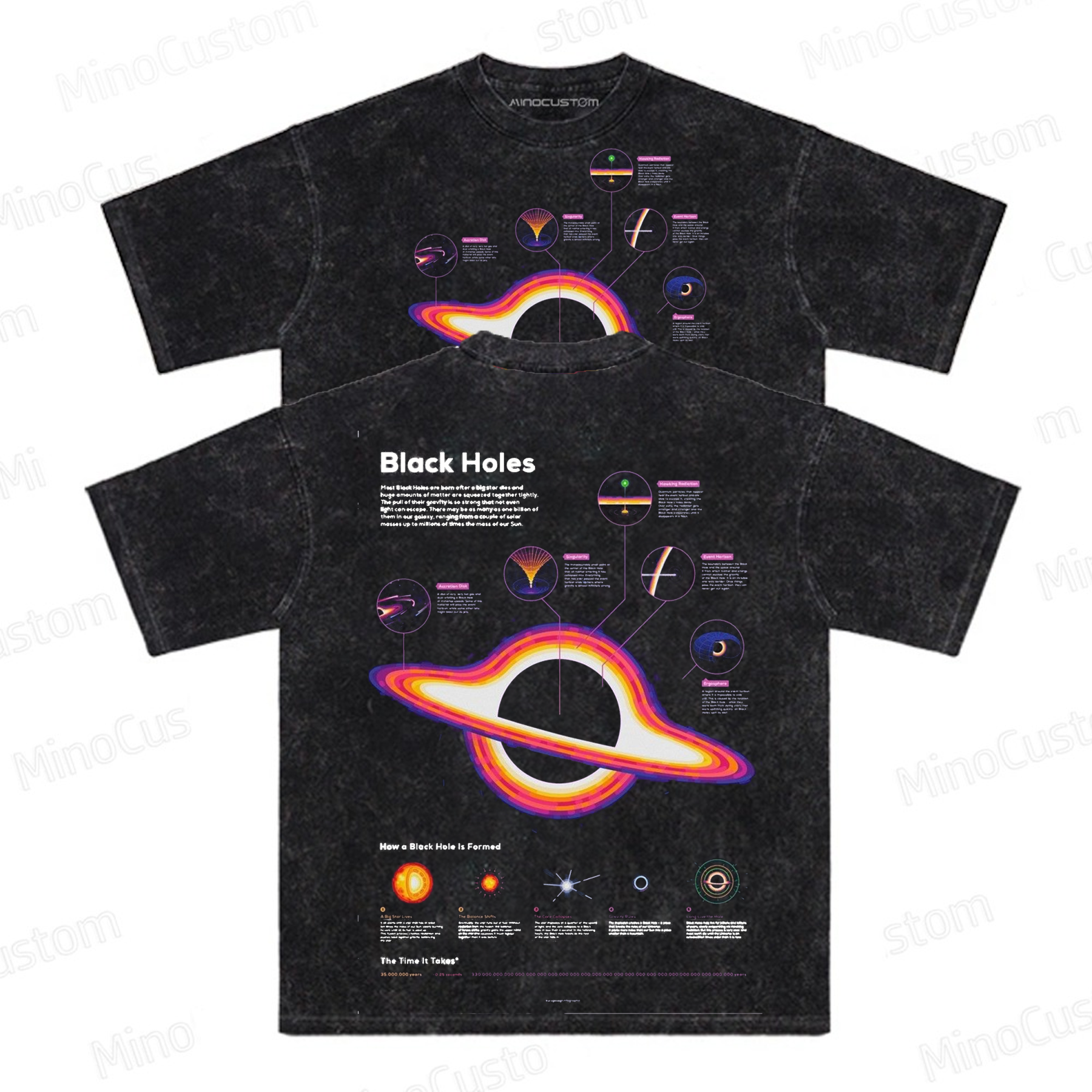 Washed Black Holes Science Graphic T-Shirt