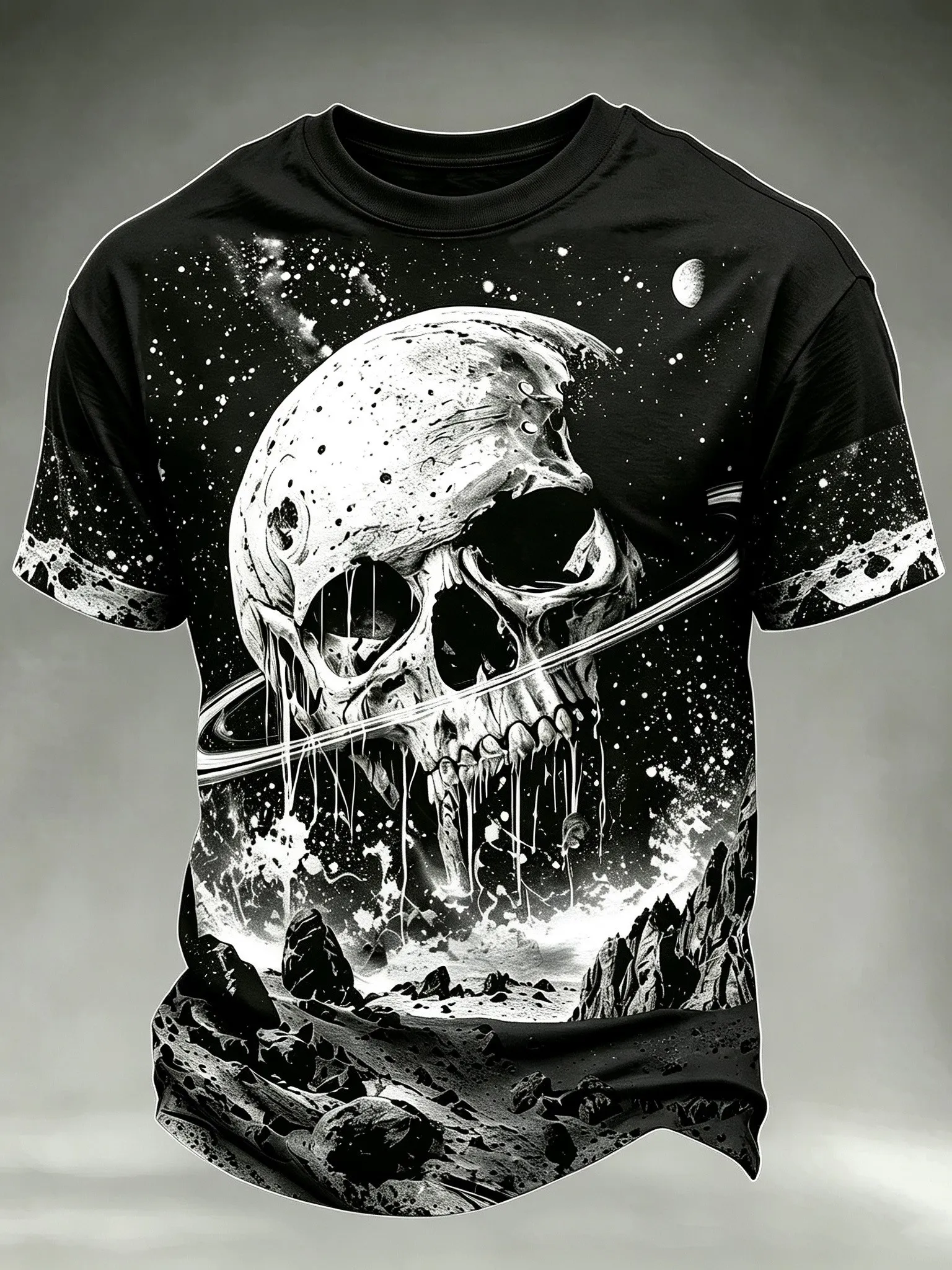 Men's Halloween-themed Skull Print T-shirt