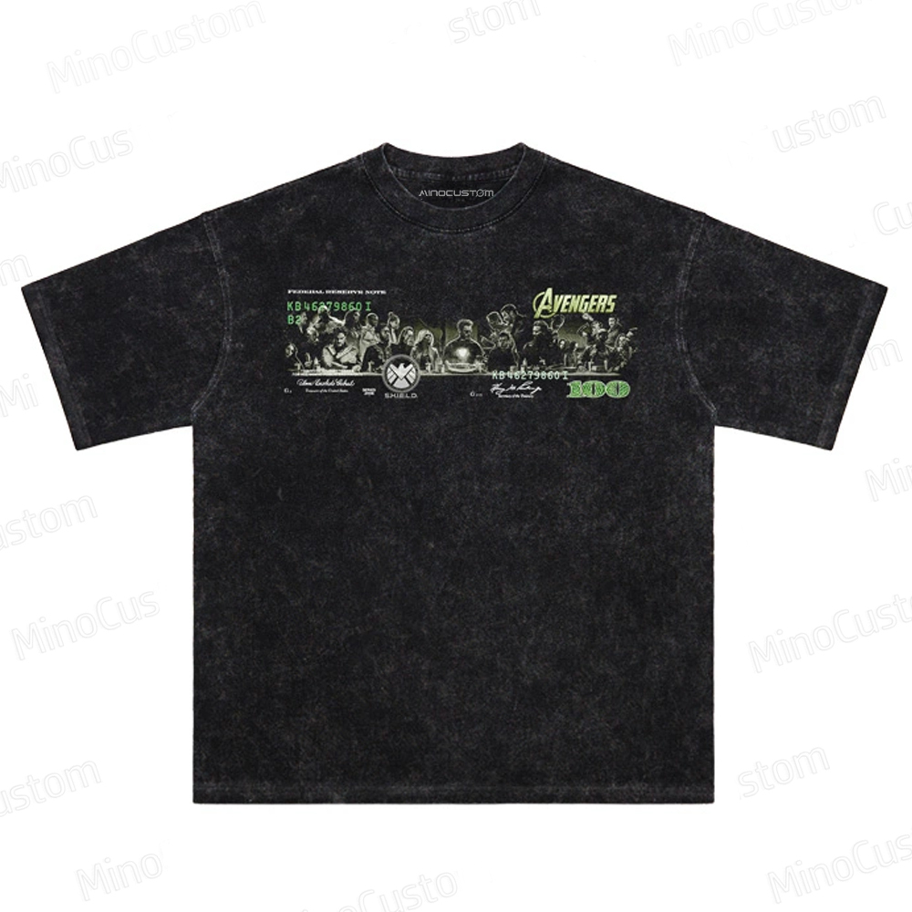 Marvel Avengers T-shirt Iron Man Last Supper Washed T-shirt