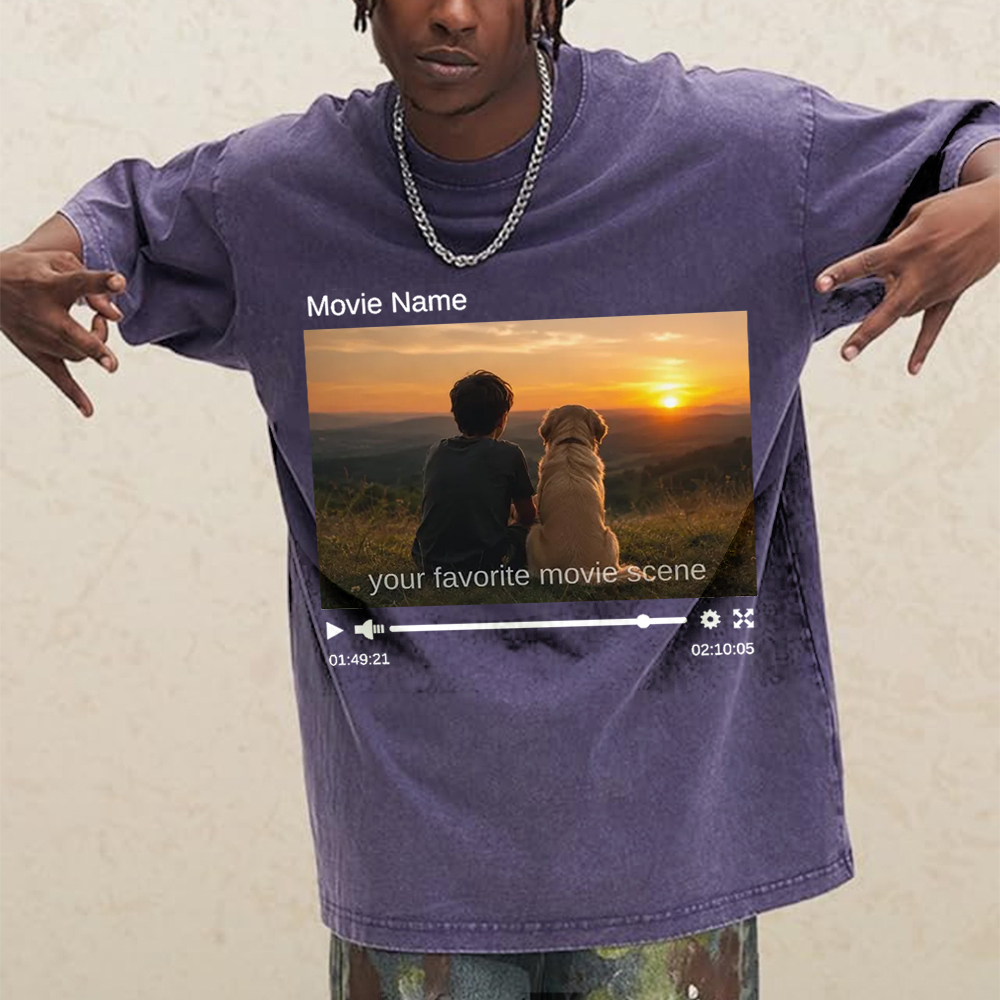 Custom Movie Scene, Movie Lover Gift Washed T-Shirt 