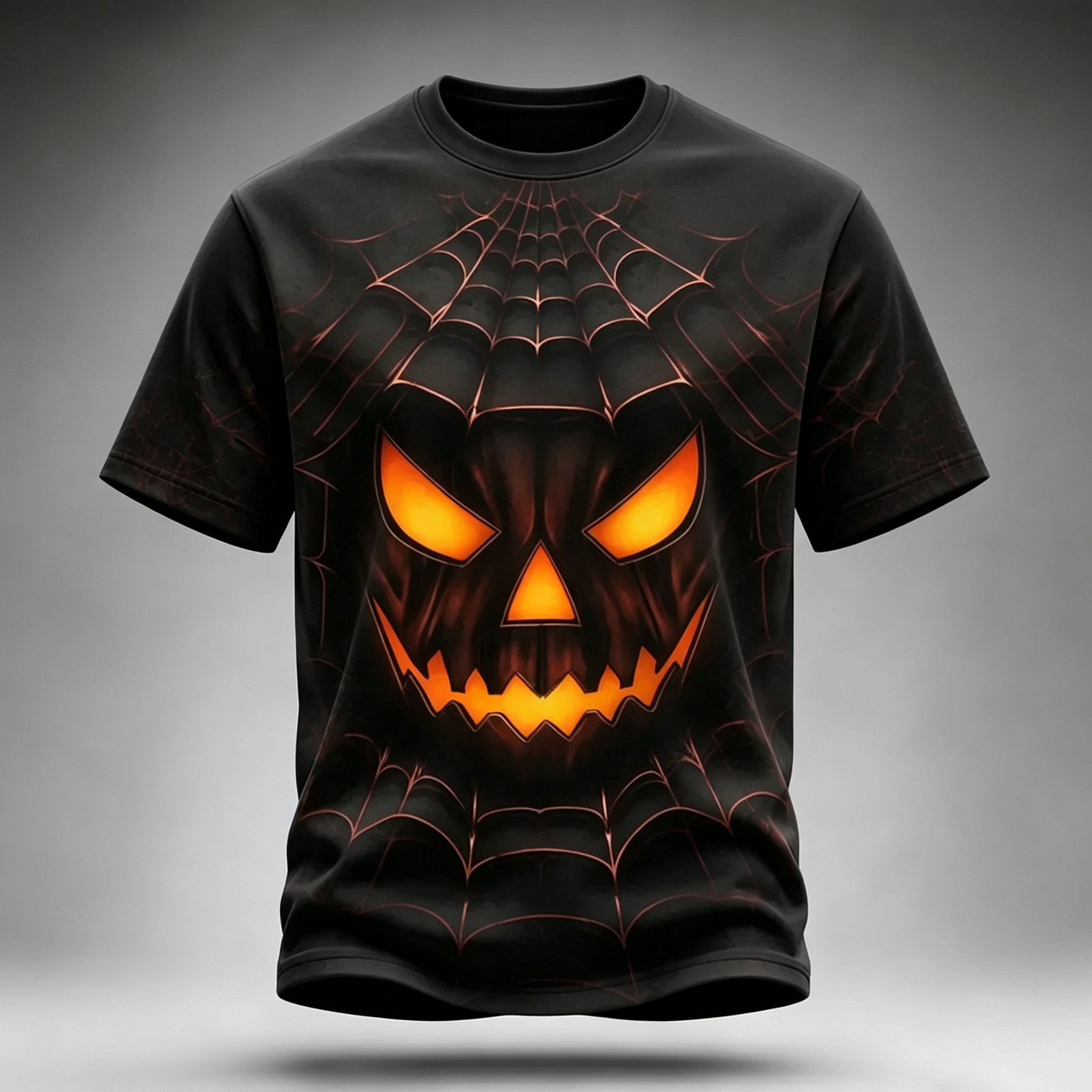 Men's Retro Halloween Pumpkin Face Pattern Casual T-shirt