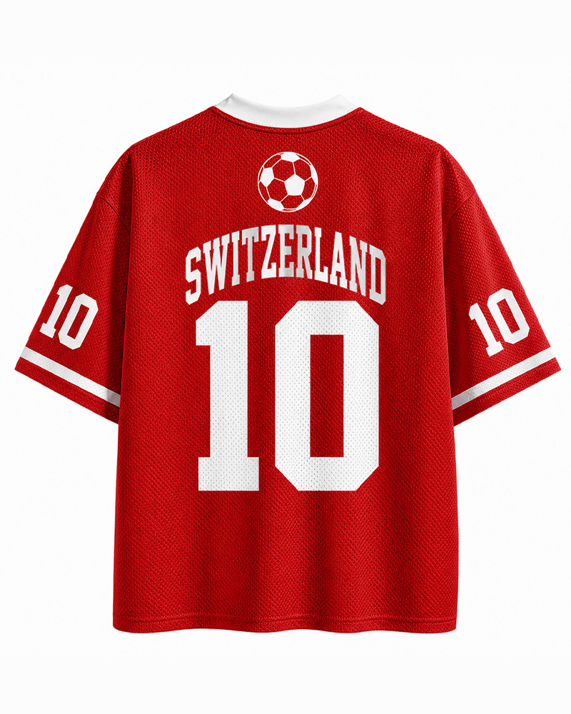 TheRetroTee Custom Switzerland Soccer Mesh Jersey