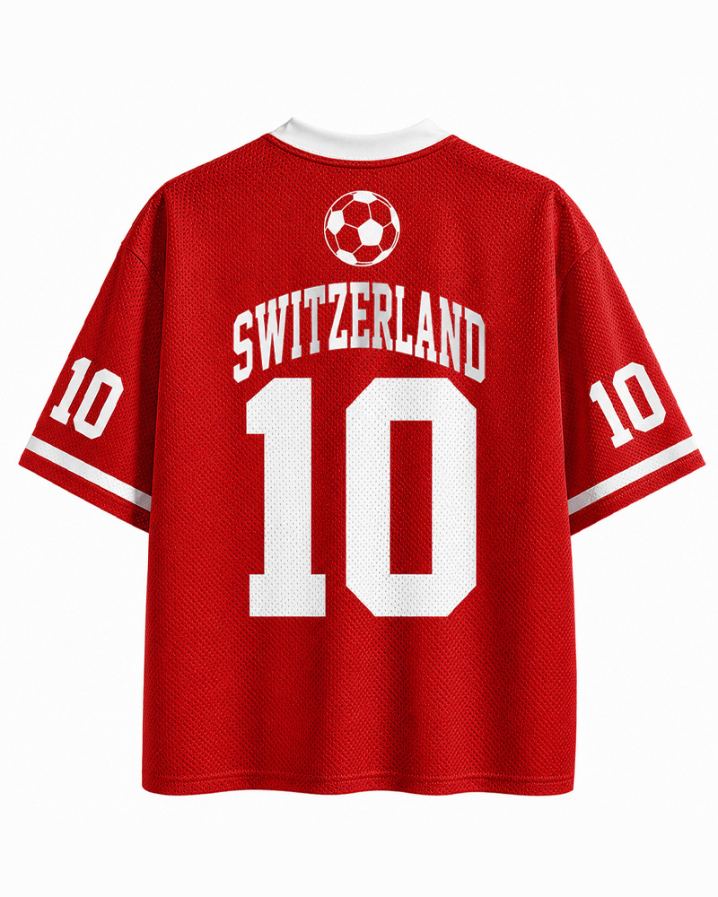 TheRetroTee Custom Switzerland Soccer Mesh Jersey