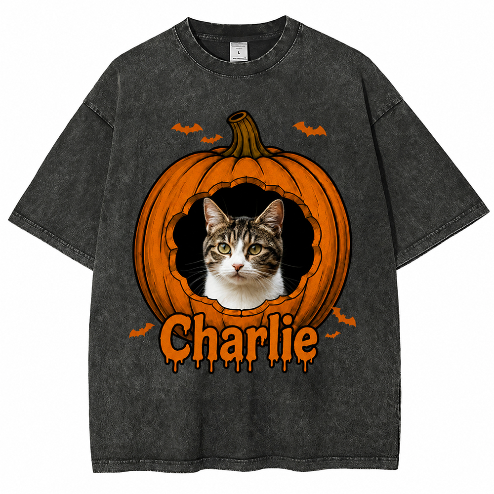 Personalized Pet Halloween Washed T-Shirt 