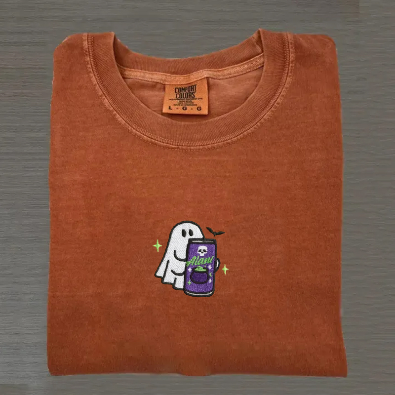 Embroidered Spooky Ghost Halloween T-shirt