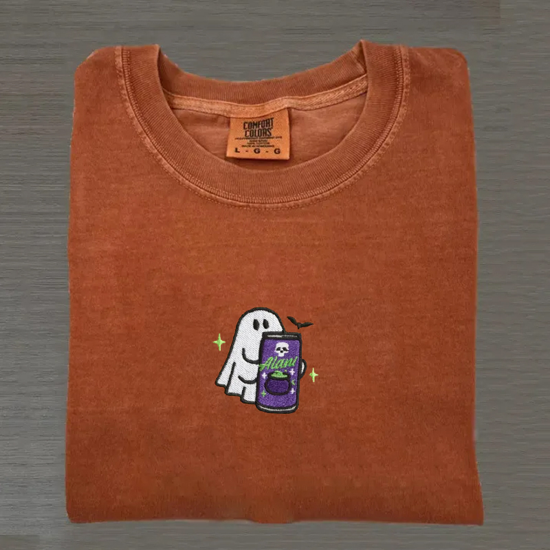 Embroidered Spooky Ghost Halloween T-shirt