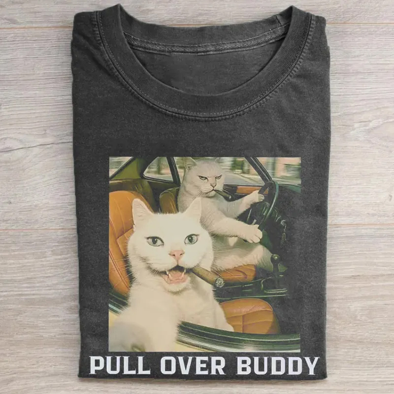Funny Cat Gang Pull Over Buddy