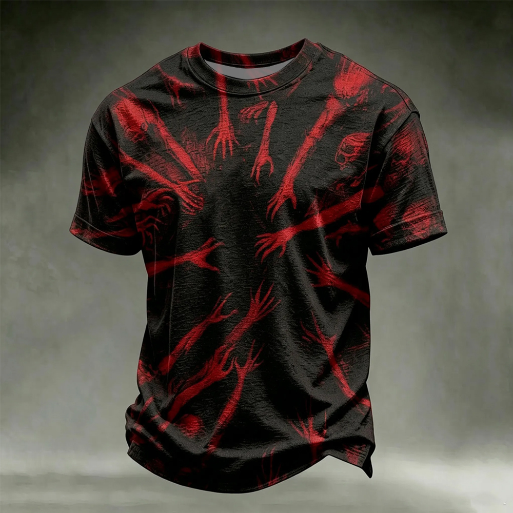 Men's Retro Halloween Theme Skull Print T-shirt