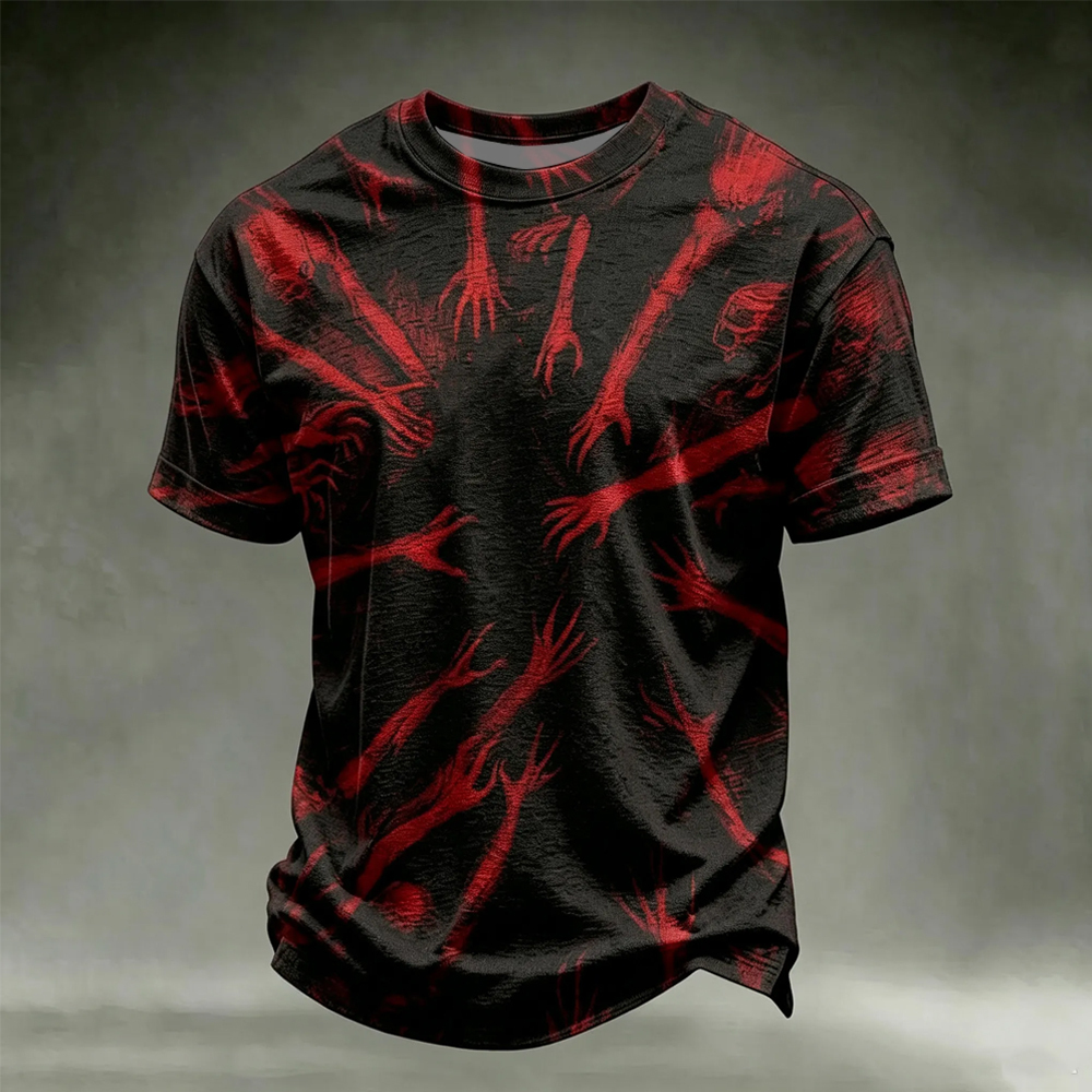 Men's Retro Halloween Theme Skull Print T-shirt