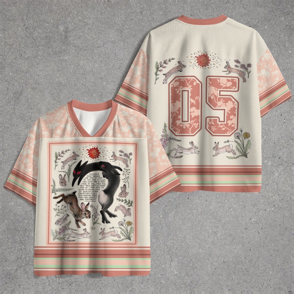 Dark Twin Rabbits Floral Vintage Jersey Shirts