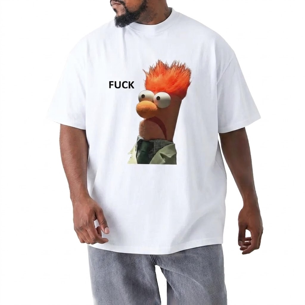 "FUCK" Beaker Meme Men's Large Size Printed Short Sleeve T-Shirt