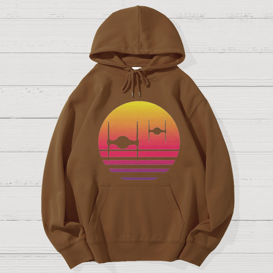 Tie Fighter Sunset Geek Cotton Hoodie