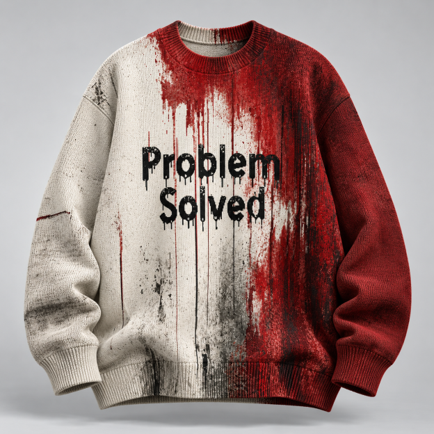 Men's Bloody Problem Solved  Raglan Long Sleeve Cotton Sweatshirt 