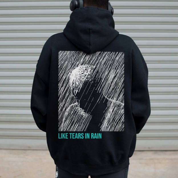 Like Tears In Rain Geek Printed Back Cotton Hoodie