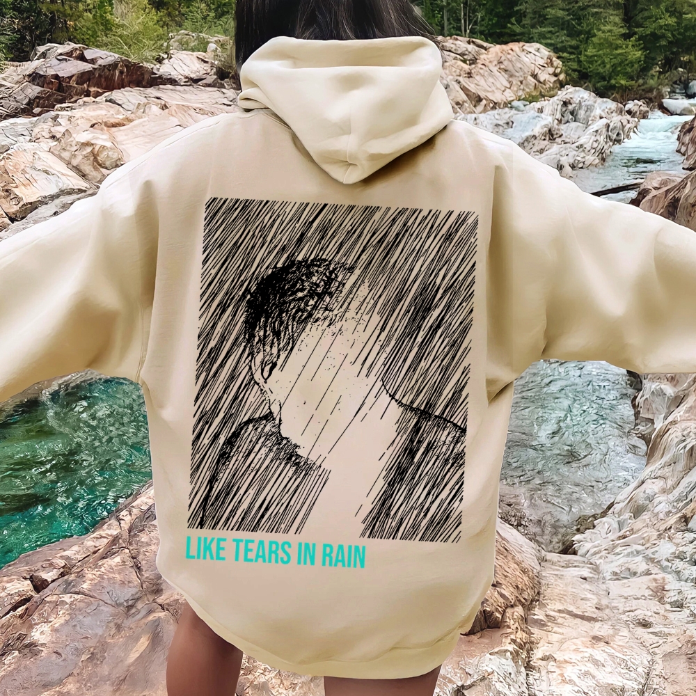 Like Tears In Rain Geek Printed Back Cotton Hoodie