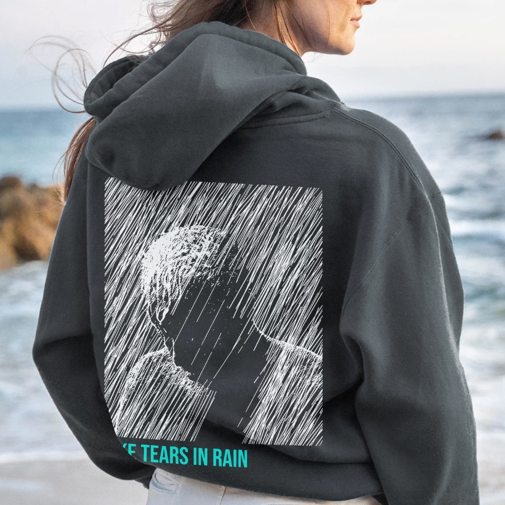 Like Tears In Rain Geek Printed Back Cotton Hoodie