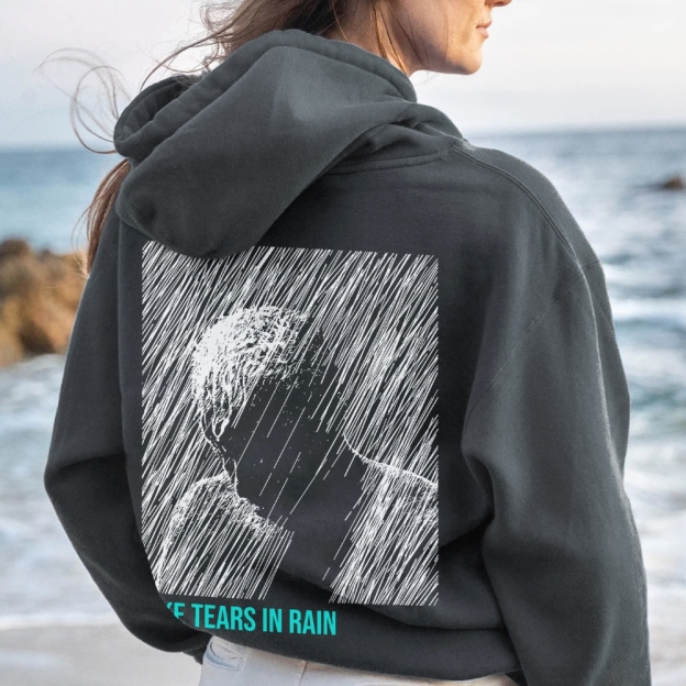 Like Tears In Rain Geek Printed Back Cotton Hoodie