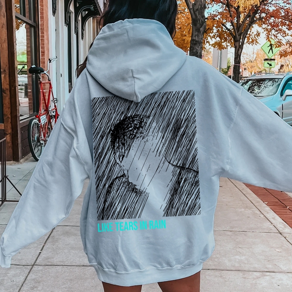 Like Tears In Rain Geek Printed Back Cotton Hoodie