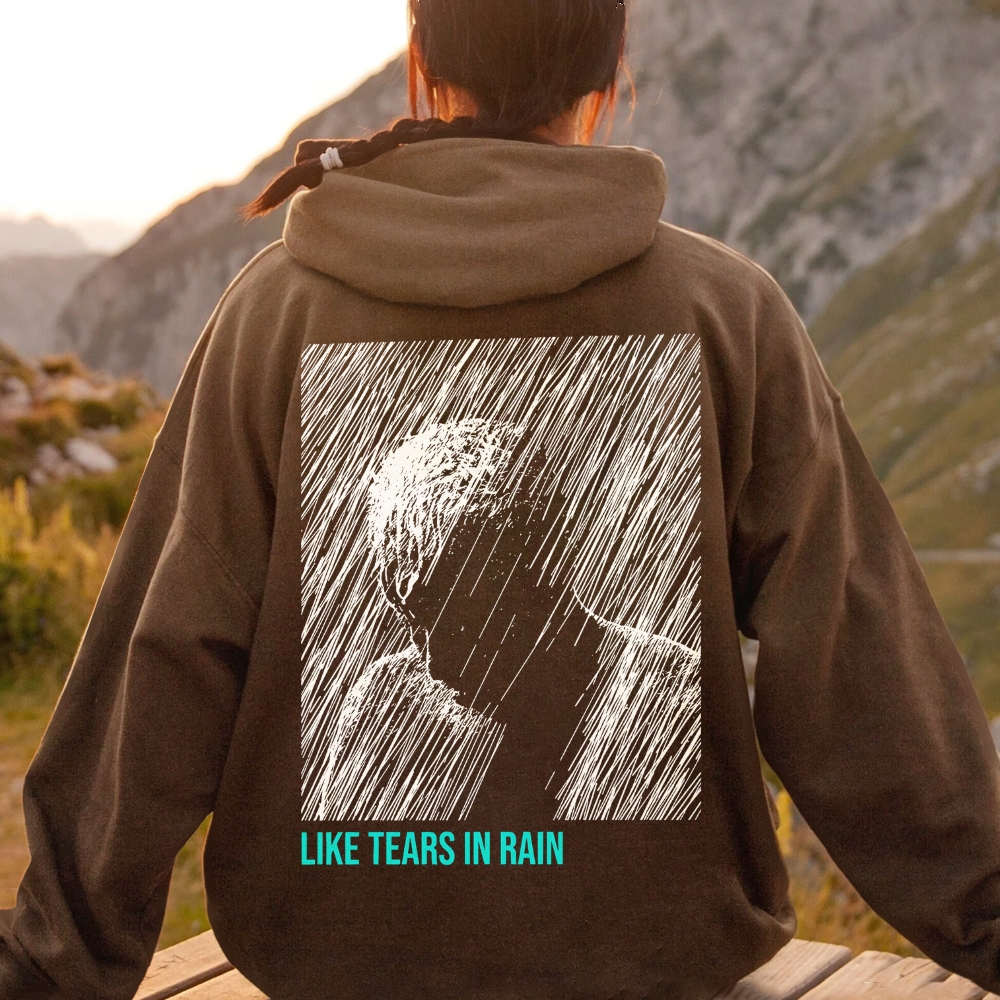 Like Tears In Rain Geek Printed Back Cotton Hoodie
