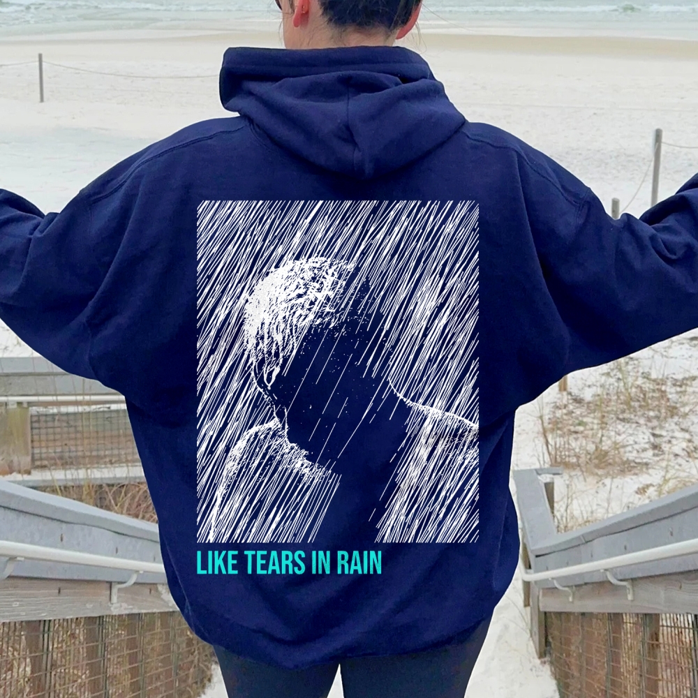 Like Tears In Rain Geek Printed Back Cotton Hoodie