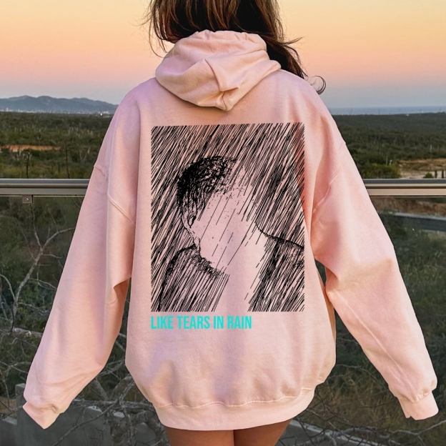 Like Tears In Rain Geek Printed Back Cotton Hoodie