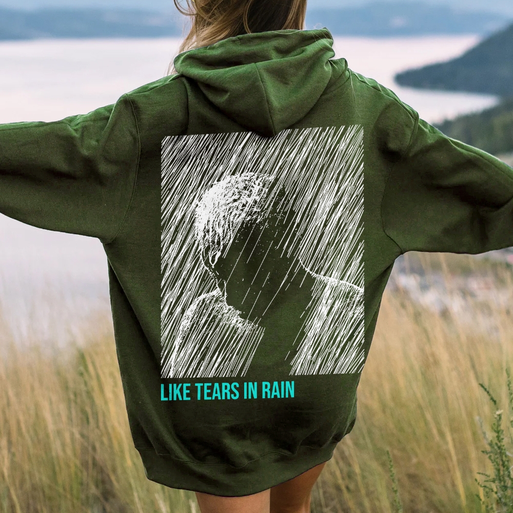 Like Tears In Rain Geek Printed Back Cotton Hoodie