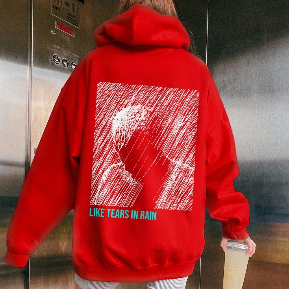 Like Tears In Rain Geek Printed Back Cotton Hoodie