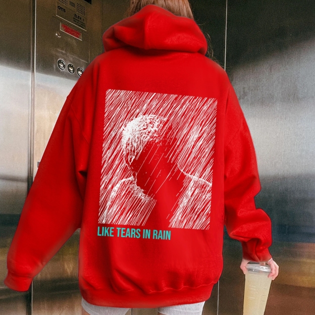 Like Tears In Rain Geek Printed Back Cotton Hoodie