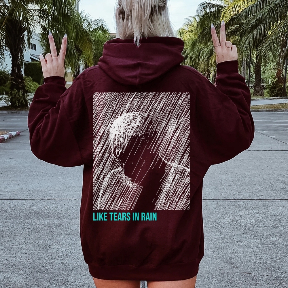 Like Tears In Rain Geek Printed Back Cotton Hoodie