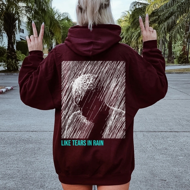 Like Tears In Rain Geek Printed Back Cotton Hoodie