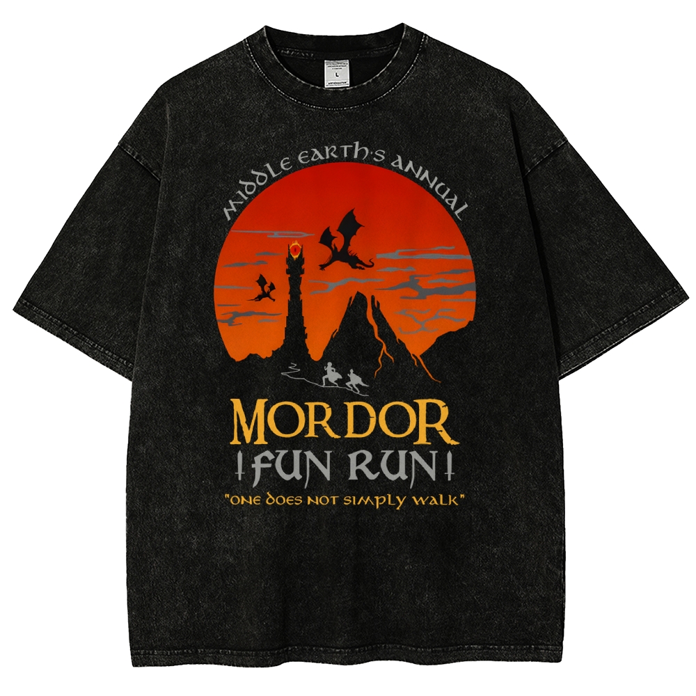 The Lord Of The Rings Inspired Mordor Fun Run  Vintage Distressed T-shirt