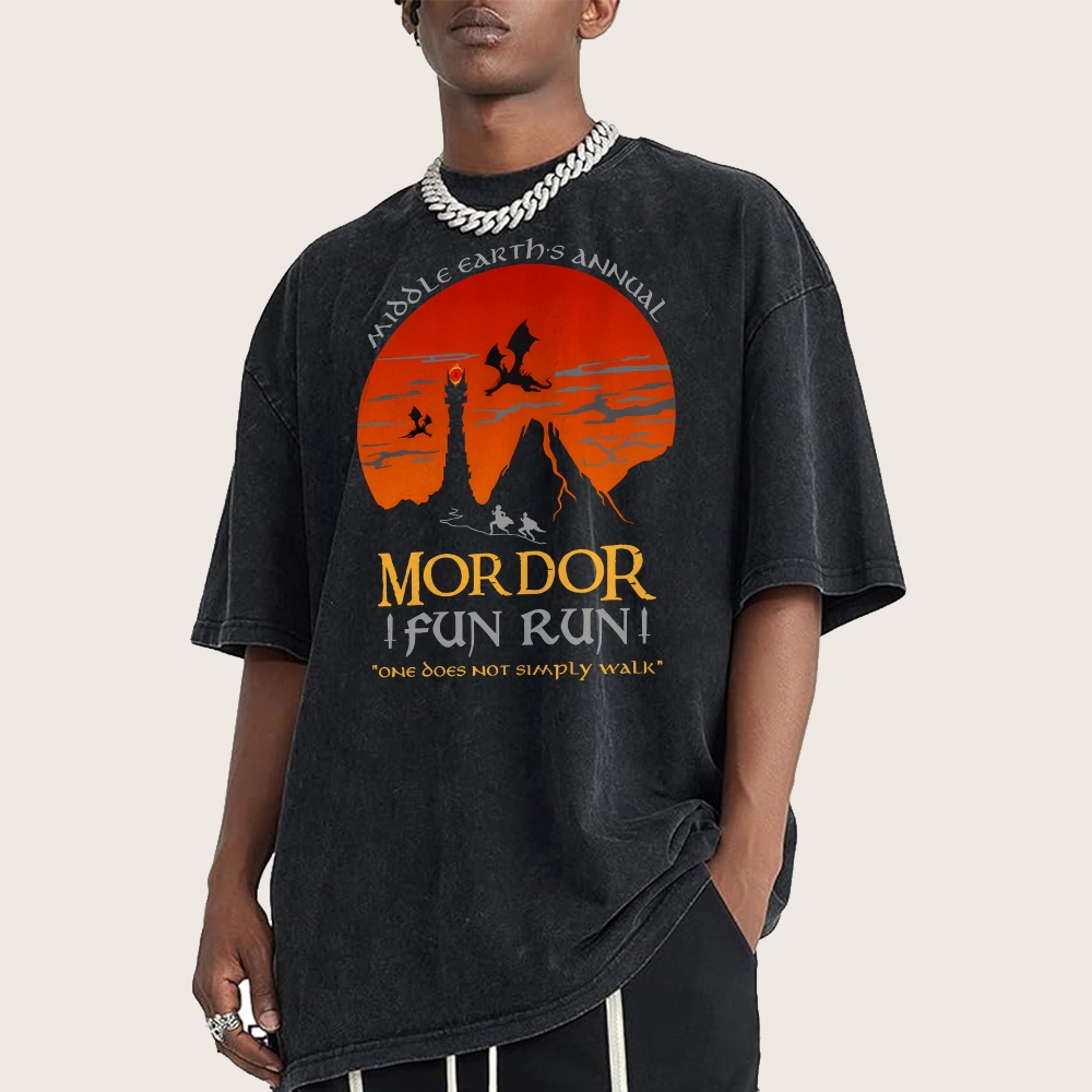 The Lord Of The Rings Inspired Mordor Fun Run  Vintage Distressed T-shirt