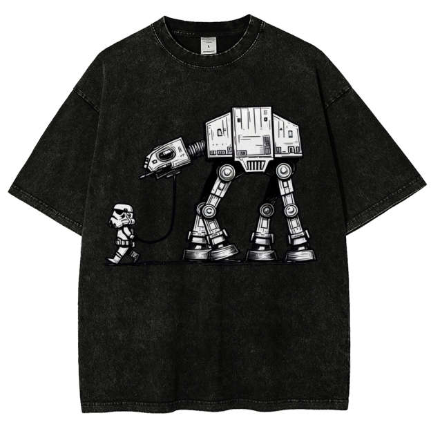 Empire Robot Dog-Star Battles Vintage Distressed T-shirt-"Star Wars"
