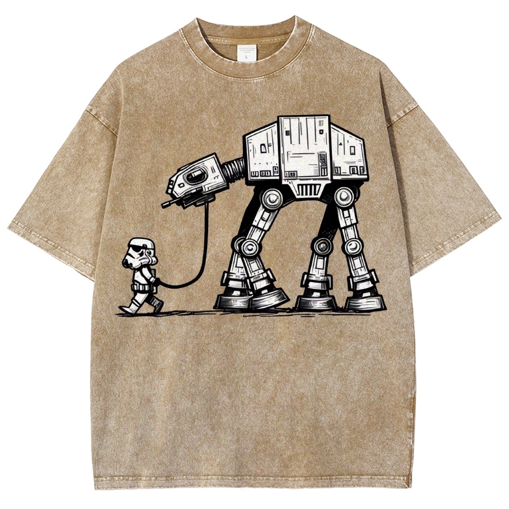 Empire Robot Dog-Star Battles Vintage Distressed T-shirt-"Star Wars"