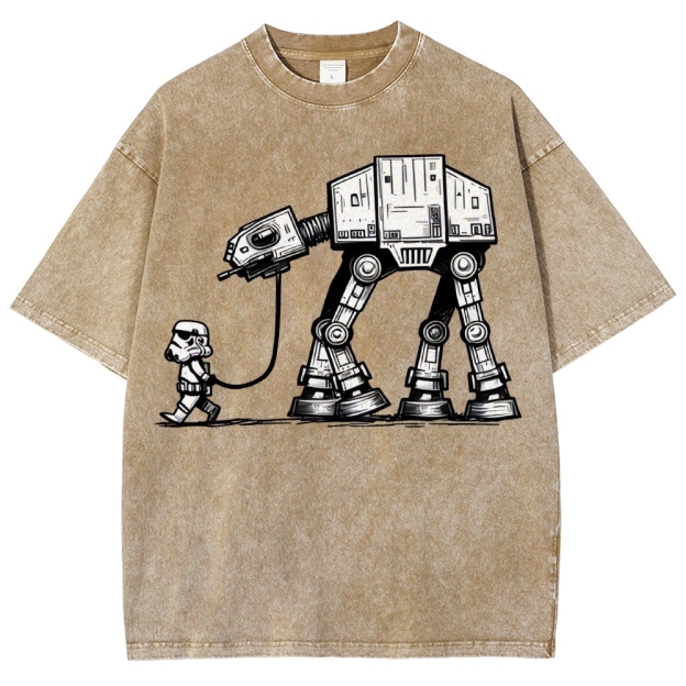 Empire Robot Dog-Star Battles Vintage Distressed T-shirt-"Star Wars"