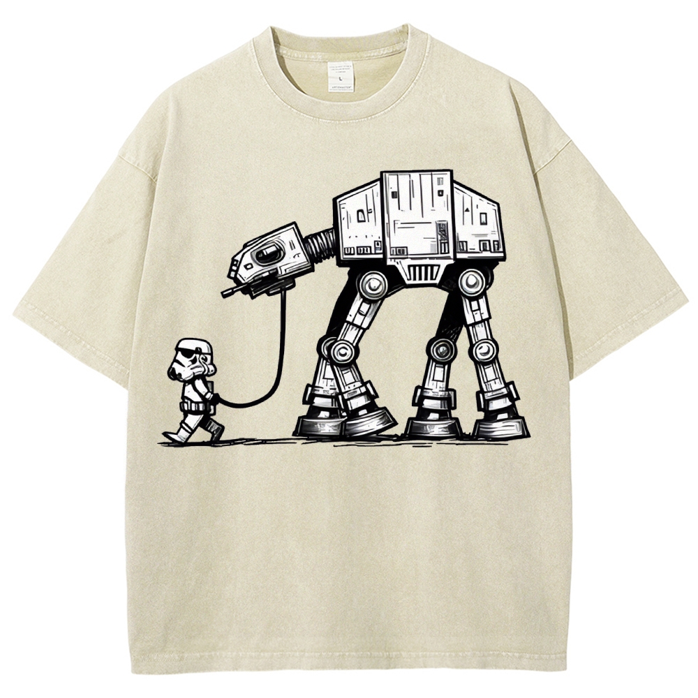 Empire Robot Dog-Star Battles Vintage Distressed T-shirt-"Star Wars"