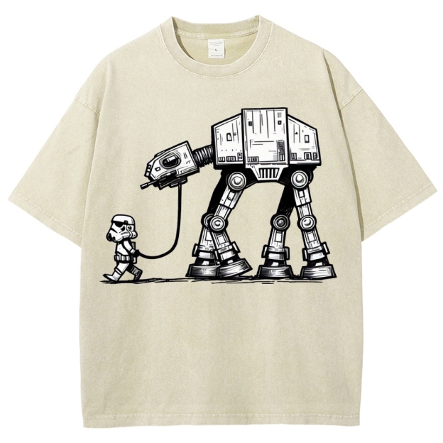 Empire Robot Dog-Star Battles Vintage Distressed T-shirt-"Star Wars"