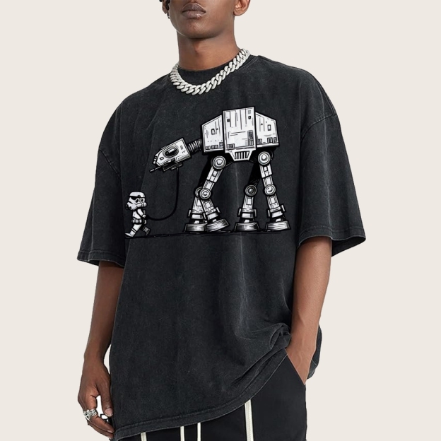 Empire Robot Dog-Star Battles Vintage Distressed T-shirt-"Star Wars"