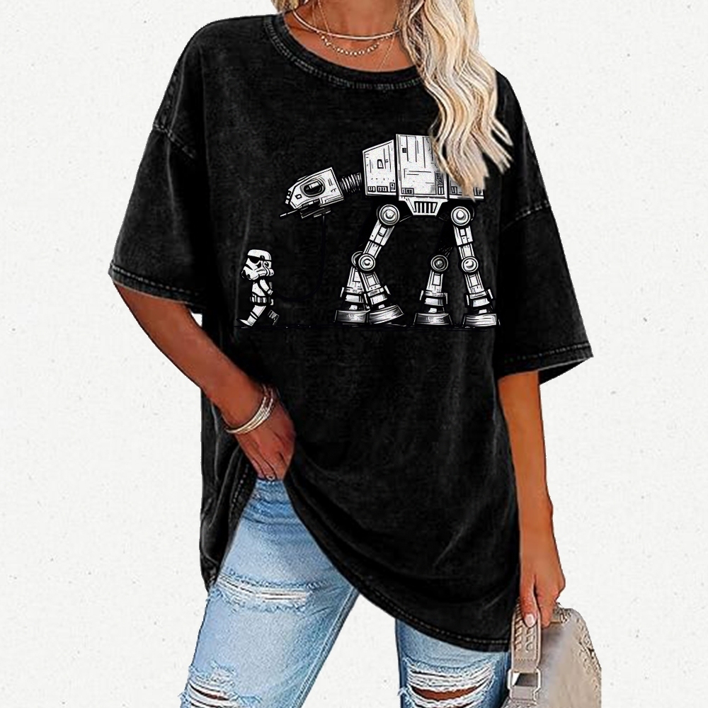 Empire Robot Dog-Star Battles Vintage Distressed T-shirt-"Star Wars"