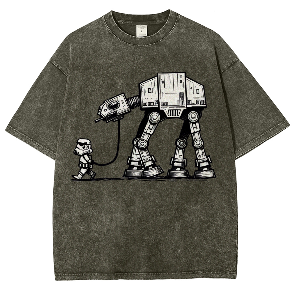 Empire Robot Dog-Star Battles Vintage Distressed T-shirt-"Star Wars"