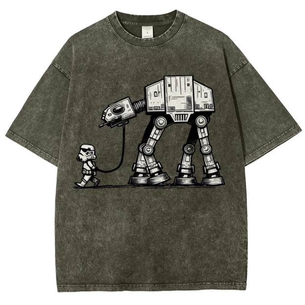 Empire Robot Dog-Star Battles Vintage Distressed T-shirt-"Star Wars"