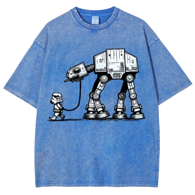 Empire Robot Dog-Star Battles Vintage Distressed T-shirt-"Star Wars"