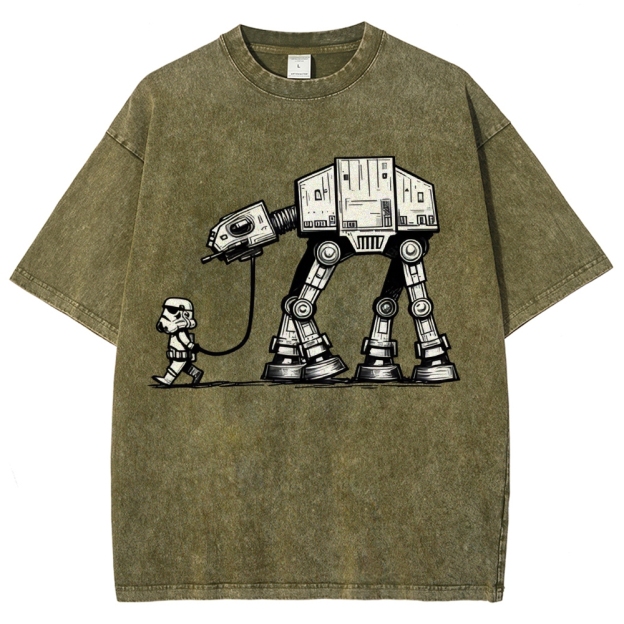 Empire Robot Dog-Star Battles Vintage Distressed T-shirt-"Star Wars"