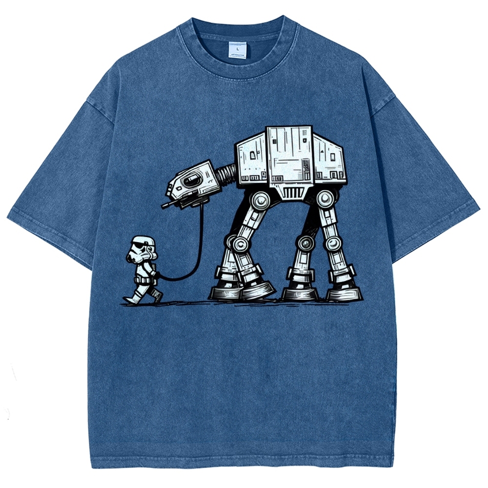 Empire Robot Dog-Star Battles Vintage Distressed T-shirt-"Star Wars"