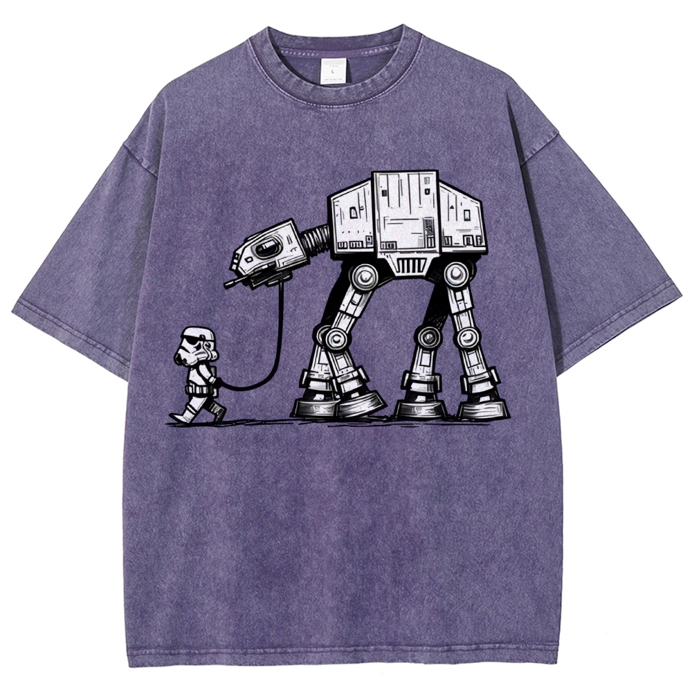 Empire Robot Dog-Star Battles Vintage Distressed T-shirt-"Star Wars"