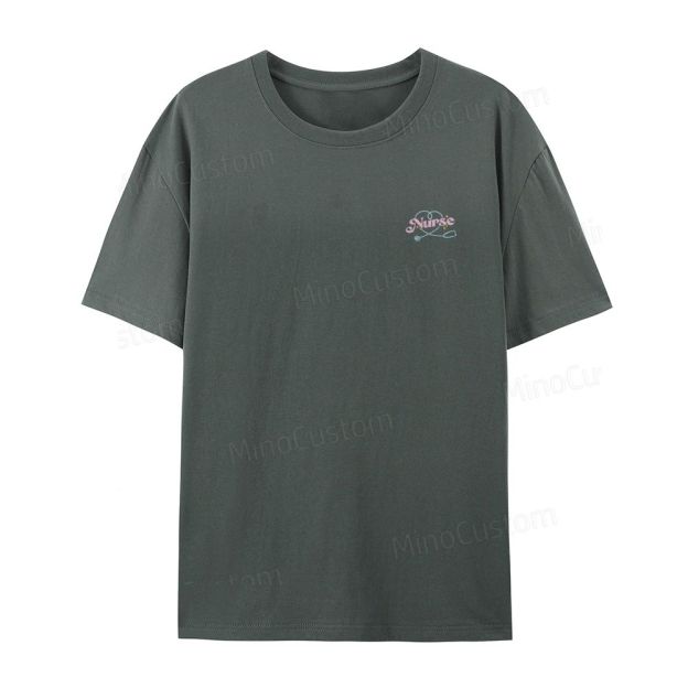 Embroidered Nurse Organic Cotton T-Shirt Unisex Minimal Design