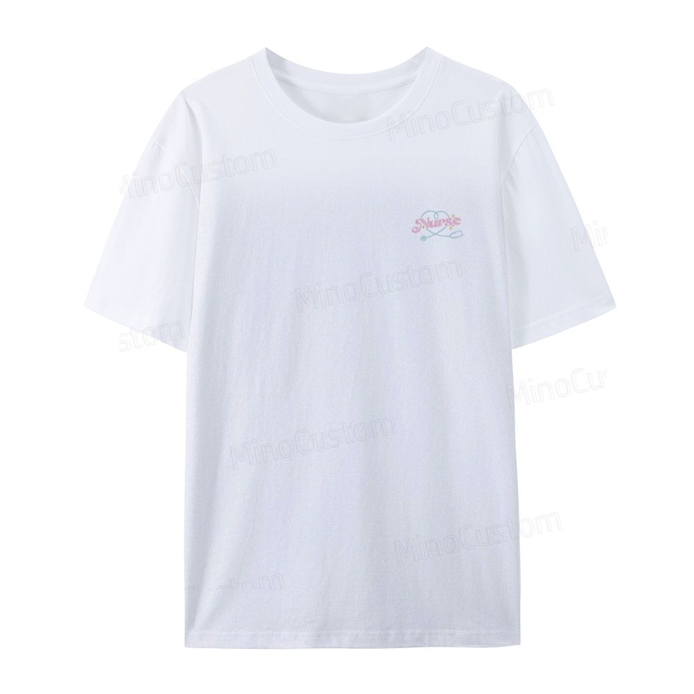 Embroidered Nurse Organic Cotton T-Shirt Unisex Minimal Design