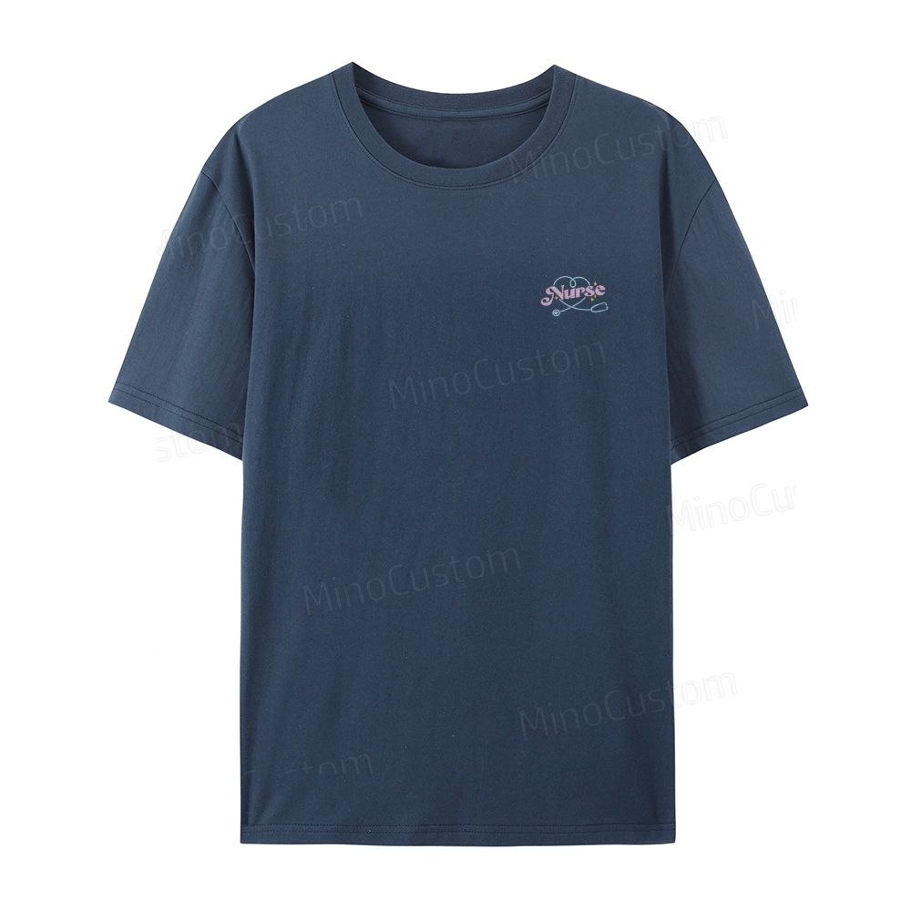Embroidered Nurse Organic Cotton T-Shirt Unisex Minimal Design
