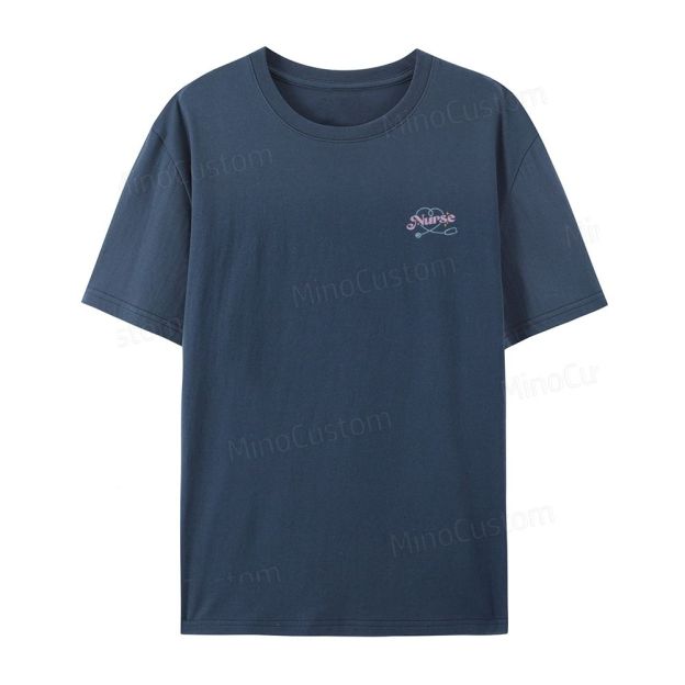 Embroidered Nurse Organic Cotton T-Shirt Unisex Minimal Design
