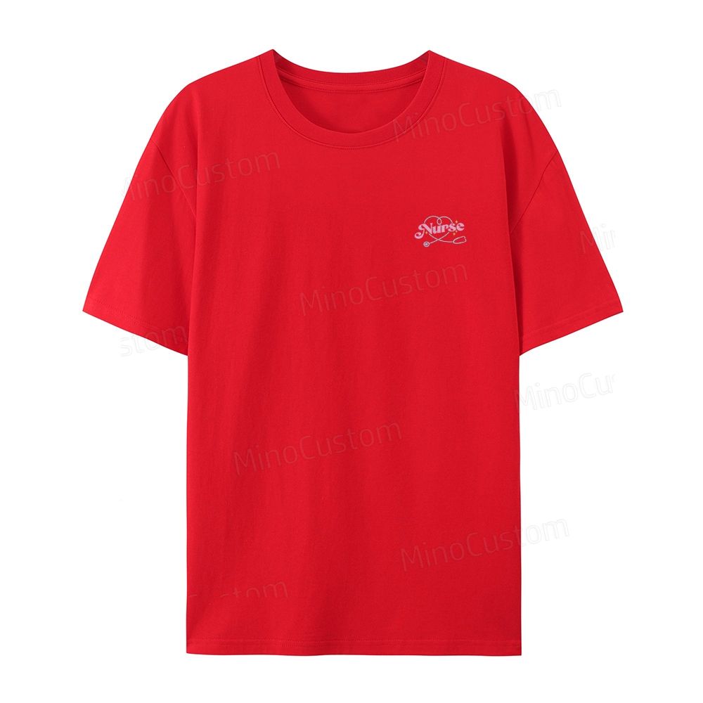 Embroidered Nurse Organic Cotton T-Shirt Unisex Minimal Design